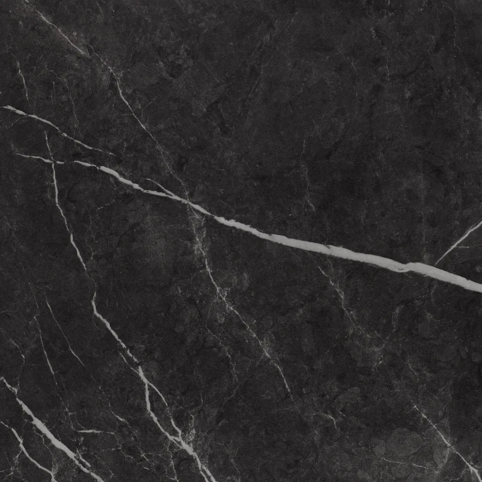 Large sample of the Ferro Graphite Gloss 9483 marble inspired kitchen worktop finish
